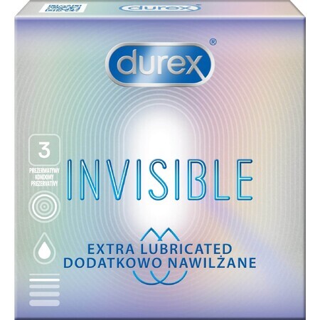 Durex Invisible Extra Préservatifs lubrifiés Invisible Extra 3 pcs