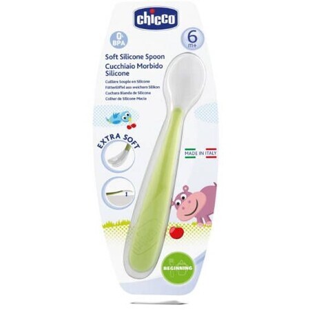 Cuchara de silicona Chicco 6m+ verde