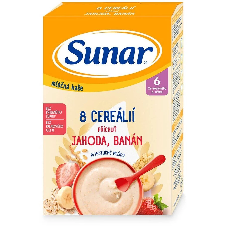 Papilla Sunar con 8 cereales fresas, plátano 210 g
