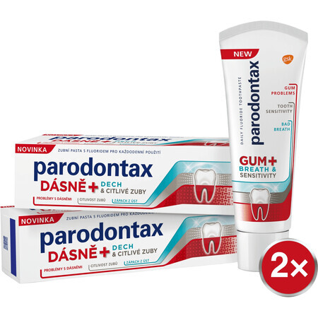 Parodontax Toothpaste for gum + breath and sensitivity 2 x 75 ml