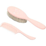 BabyOno Brosse et peigne à cheveux super doux, rose clair 2 pcs