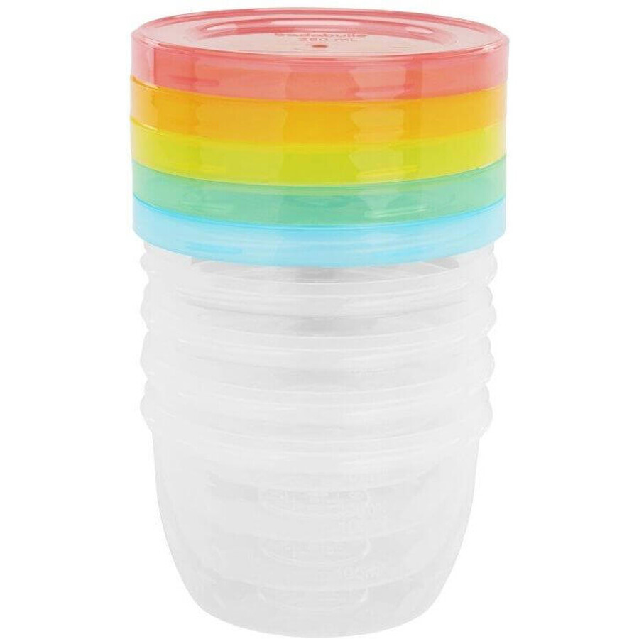 Badabulle kommen met deksels Maxi leuke kleuren 250ml set van 5