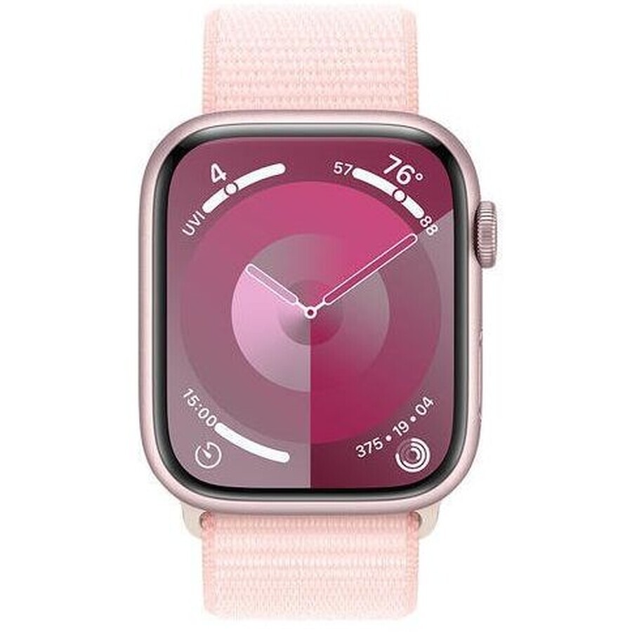 Apple Watch Series 9 GPS 45mm carcasă din aluminiu cu curea sport, roz