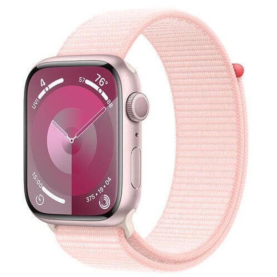 Apple Watch Series 9 GPS 45mm carcasă din aluminiu cu curea sport, roz