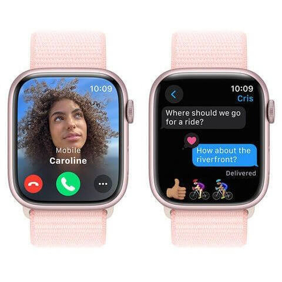 Apple Watch Series 9 GPS 45mm carcasă din aluminiu cu curea sport, roz