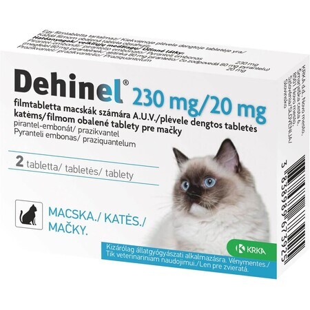 Dehinel 230 mg/20 mg per gatti compresse 2 compresse