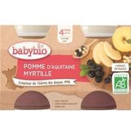 Babybio gustare cu fructe măr, afine 2 x 130 g