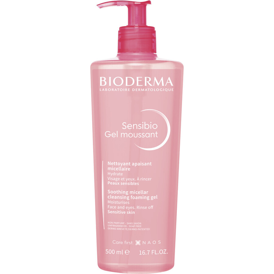 Bioderma Sensibio Gel limpiador espumoso suave y calmante para pieles sensibles 500 ml