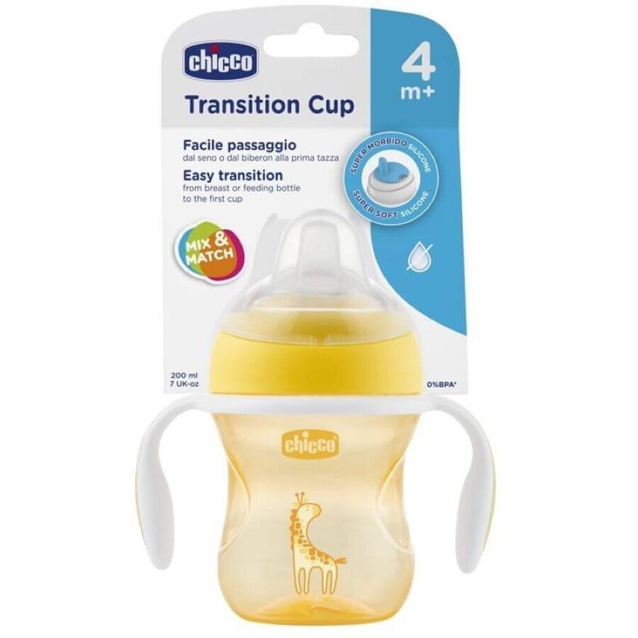 Chicco Transition leerbeker met handvatten, geel, 4m+ 200 ml