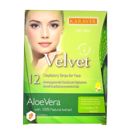 Benzi depilatoare faciale cu extract de aloe vera pentru ten uscat, 12 bucati, Karaver