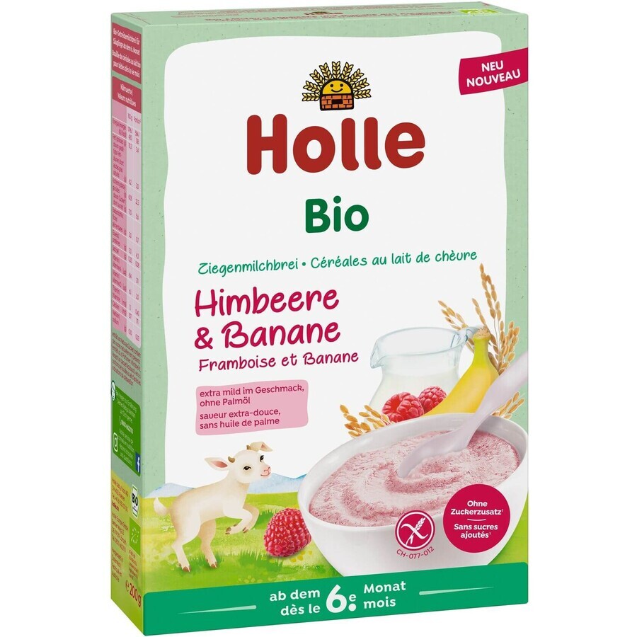 Holle biologische haverpap met geitenmelk, frambozen en banaan 200 g