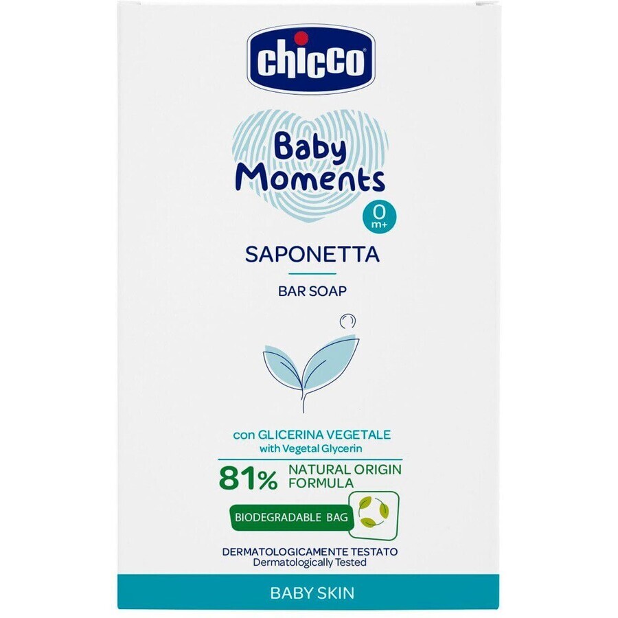 Chicco sapone solido per le mani con glicerina vegetale Baby Moments Baby Moments 81% ingredienti naturali 100 g