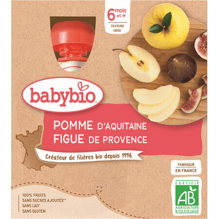 Babybio Doypack măr și smochin 4 x 90 g