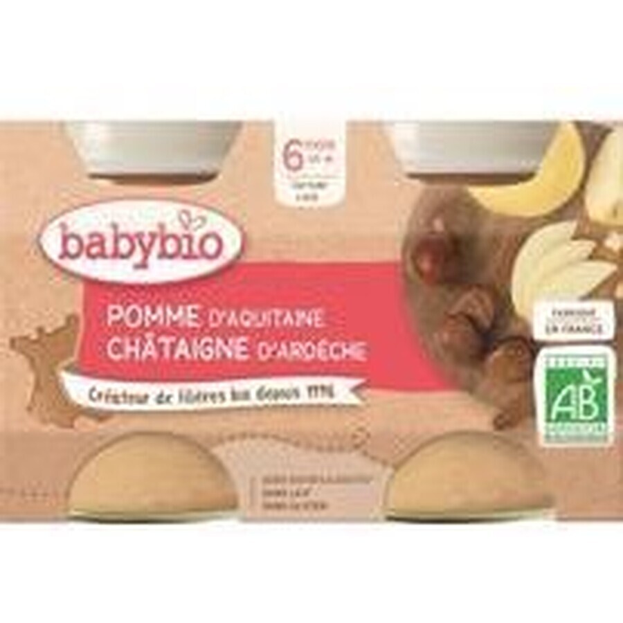 Babybio piure de fructe mere cu piure de castane 2 x 130 g