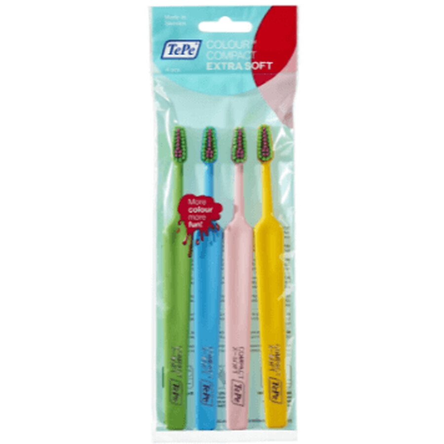 TePe Cepillo de dientes Compact Colour X-soft Cepillo de dientes Compact Colour X-soft en bolsa 3+1 gratis 4 uds.