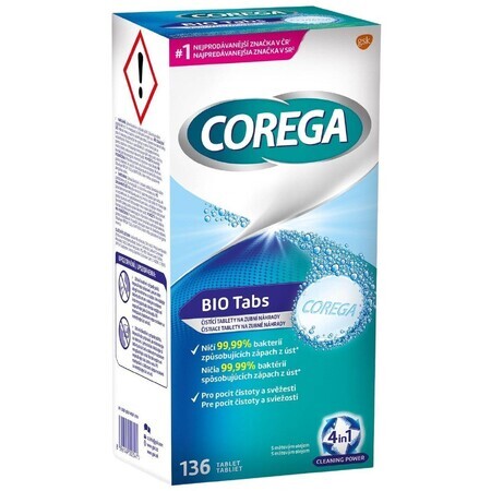 Corega Bio Tabs denture cleaning tablets 136 pcs