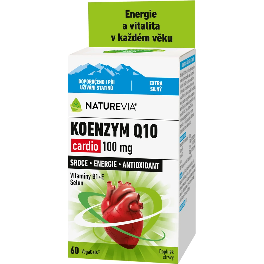 NatureVia KOENZYM Q10 cardio 100 mg, vitamine B1+E, selenium 60 capsules