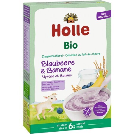 Holle biologische haverpap met geitenmelk, bosbessen en banaan 200 g