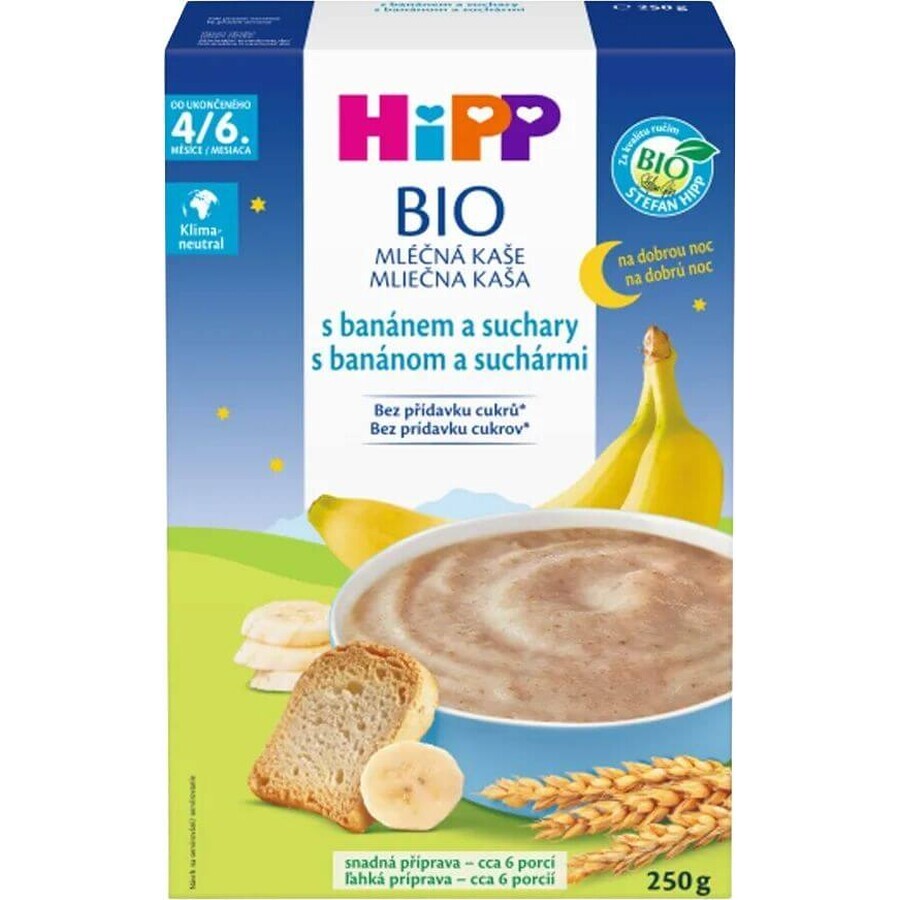 HiPP Organic Organic Goodnight porridge with bananas and biscuits from the UK. 4.-6. 6 - 6 months 250 g