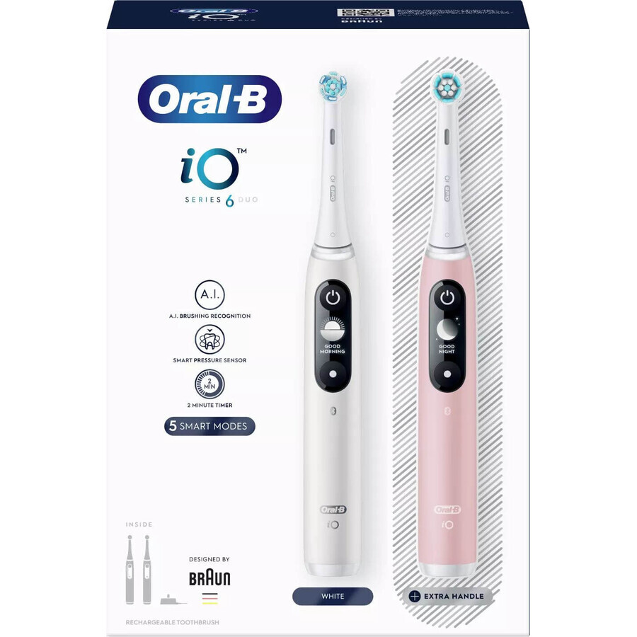 Elektrische Zahnbürste Oral-B iO Series 6 Duo Weiß&Rosa