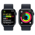 Apple Watch Series 9 GPS 45mm carcasă din aluminiu cu curea sport, miezul nopții