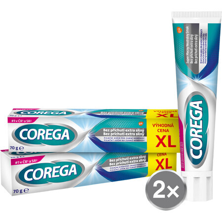 Corega Extra Strength Unflavored Fixing Cream XL 2 x 70 g