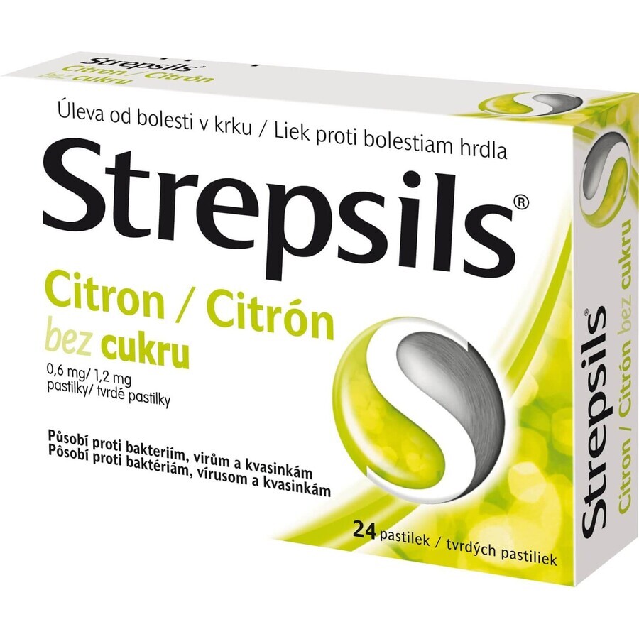 Strepsils suikervrij zuigtabletten citroen 24 zuigtabletten