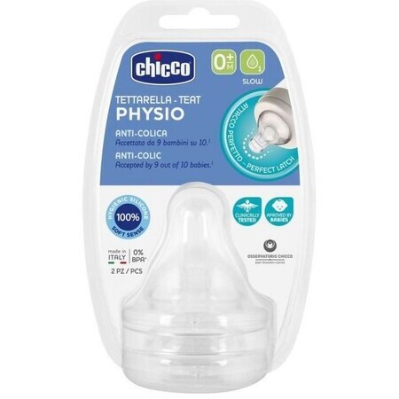 Chicco Bottle Soother Perfect 5/Well-Being physiologic slow flow 0m+ 2 pcs