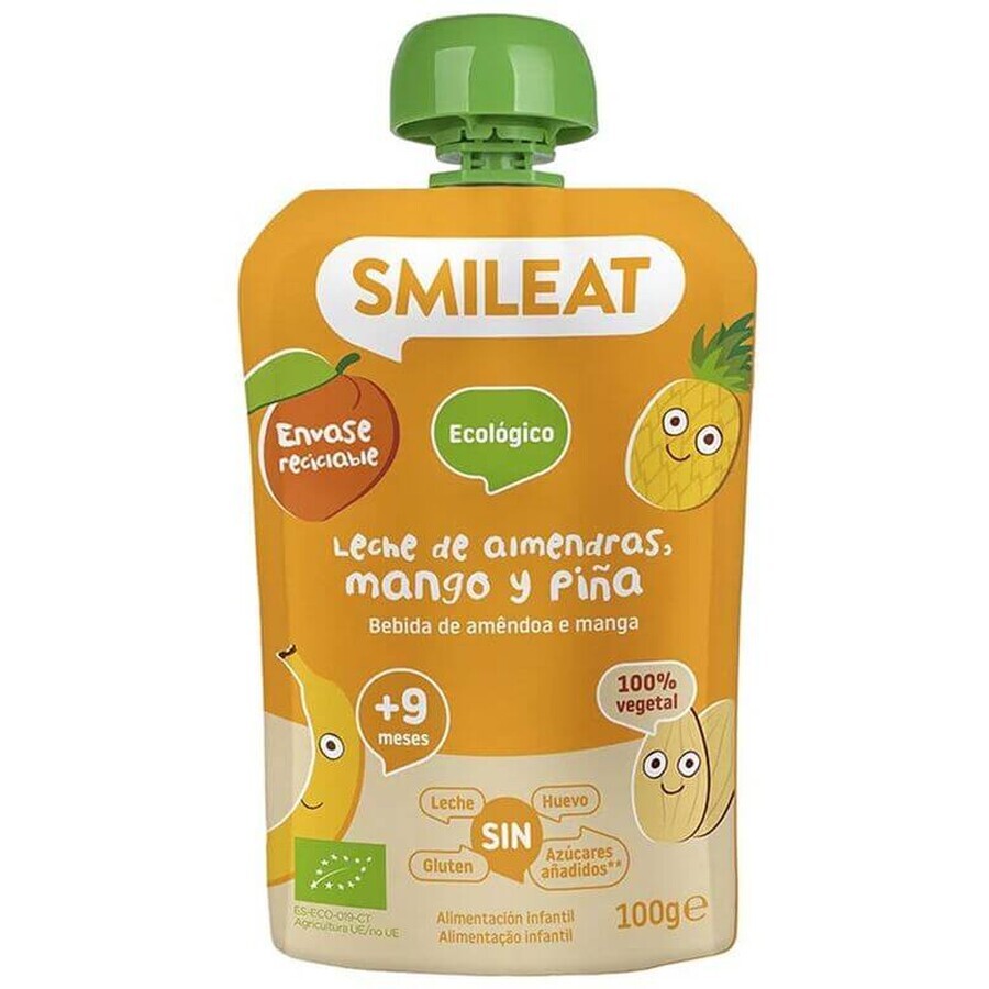 Smileat Bio Mandel-, Apfel-, Ananas-, Mango- und Bananenmilch im Beutel 9M+ 100 g