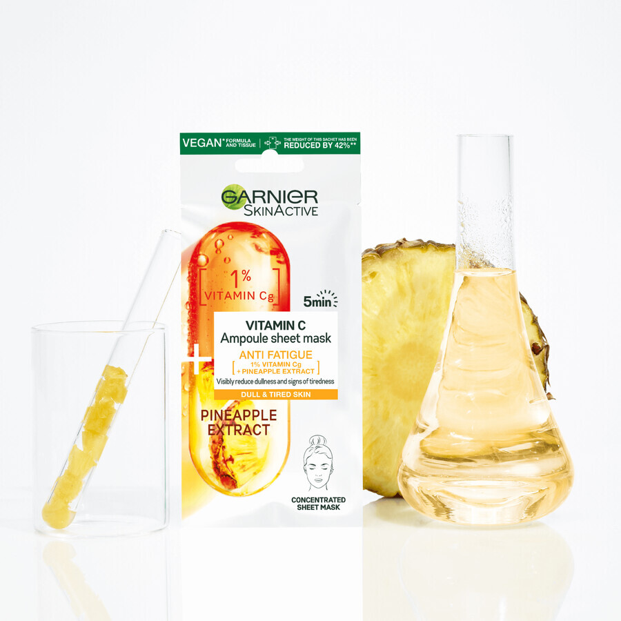 Garnier Skin Naturals Resistance Fläschchen in Textil Maske mit Vitamin C und Ananas-Extrakt 15 g