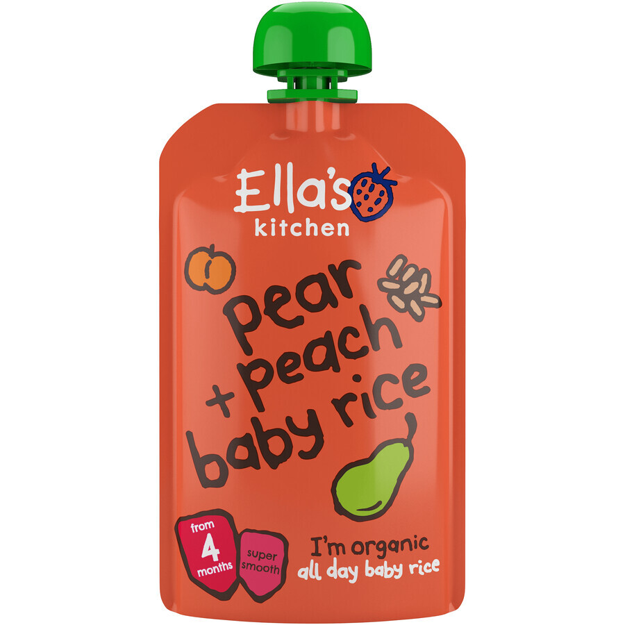 Ella's Kitchen Riso biologico per bambini con pere e pesche 120 g