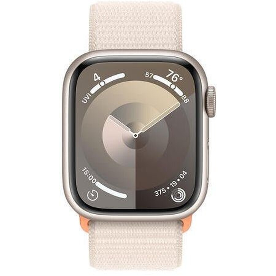 Apple Watch Series 9 GPS 41mm carcasă din aluminiu cu curea sport, lumina stelelor