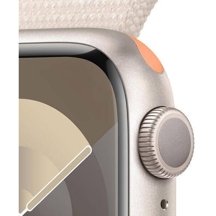 Apple Watch Series 9 GPS 41mm carcasă din aluminiu cu curea sport, lumina stelelor