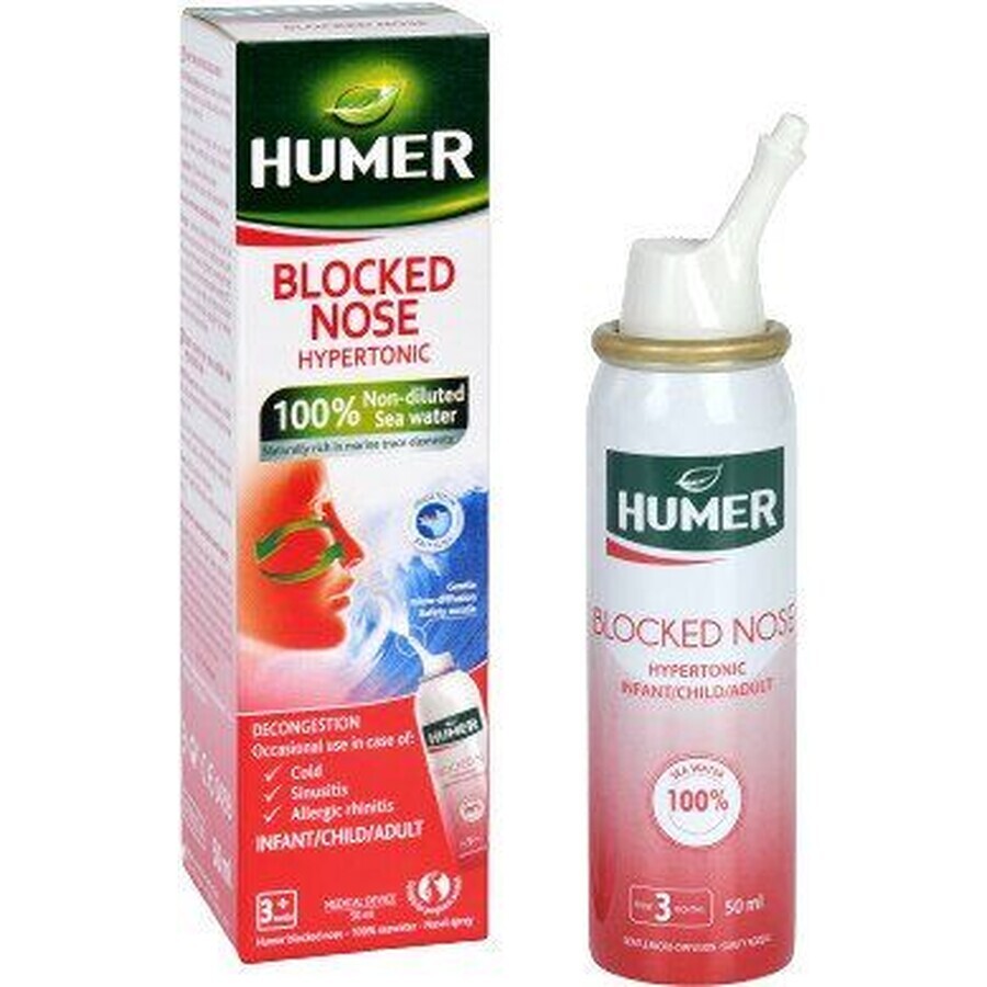 Verstopte neus humer 100% hypertonisch zeewater 50 ml