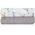 Petite&Mars Bambus-Musselin-Decke Misty Grey Planes 2in1, 120 x 120 cm 2 Stück