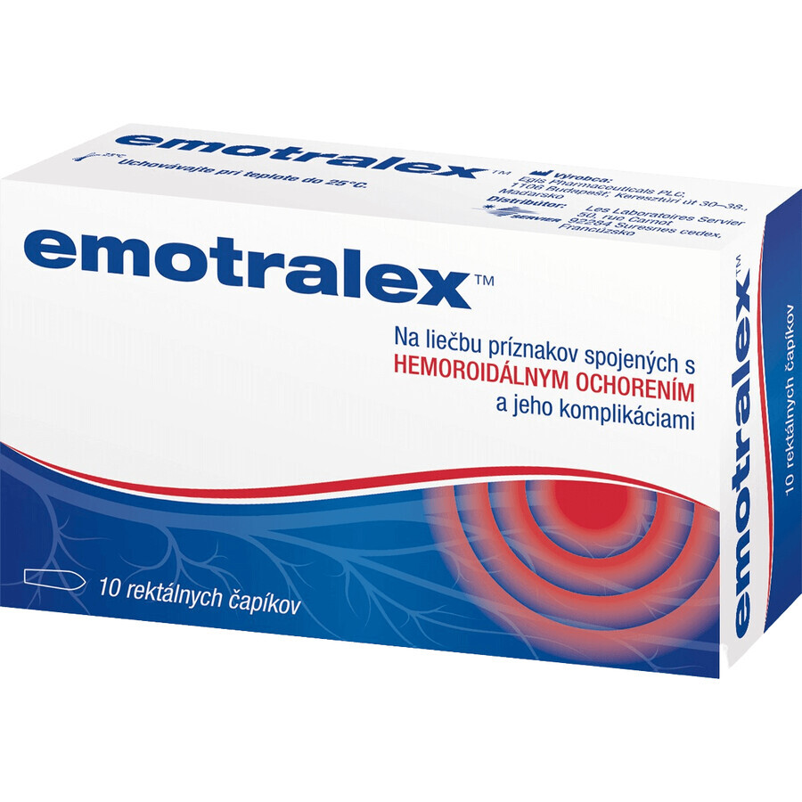 Emotralex supositorios rectales para el tratamiento de las hemorroides 10 unid.