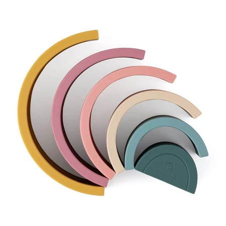 Petite&Mars Rainbow Intense Ochre 12m+ 6 pcs Rainbow Intense Ochre Silicone Folding Toy