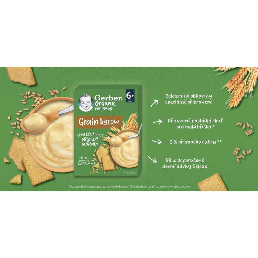 Gerber Biologische zuivelvrije pap met koekjessmaak 200 g