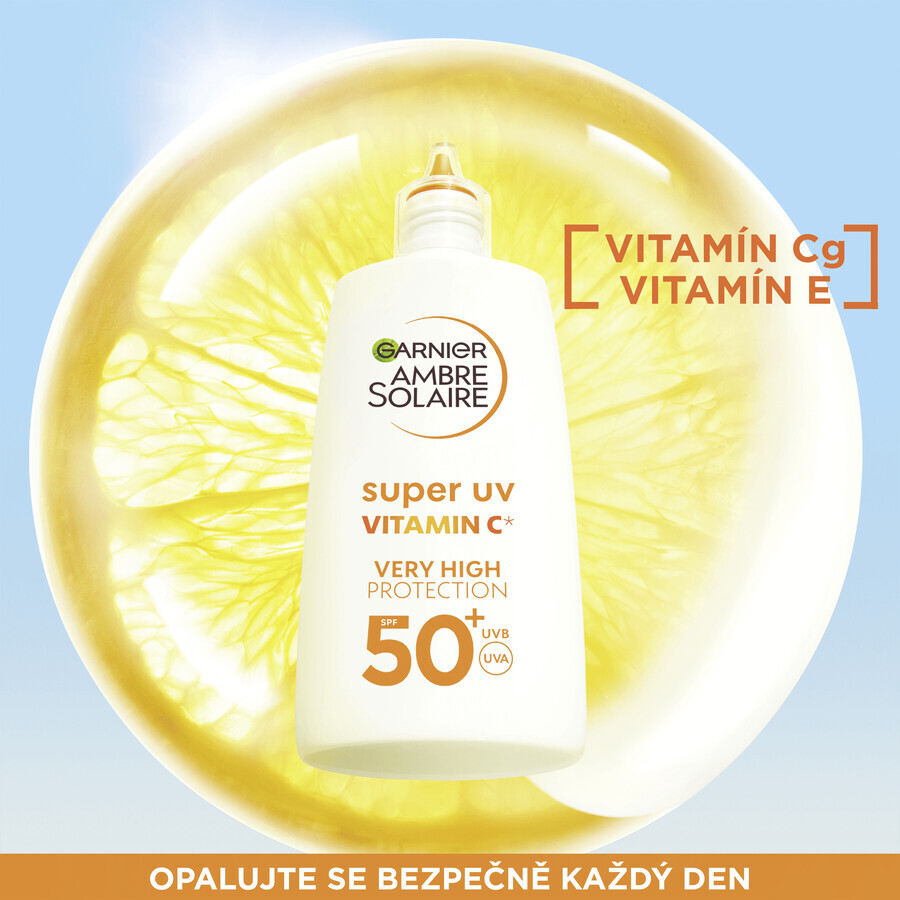 Garnier Ambre Solaire Super UV Fluido Quotidiano Anti-Macchie con Vitamina C e SPF 50+, 40 ml