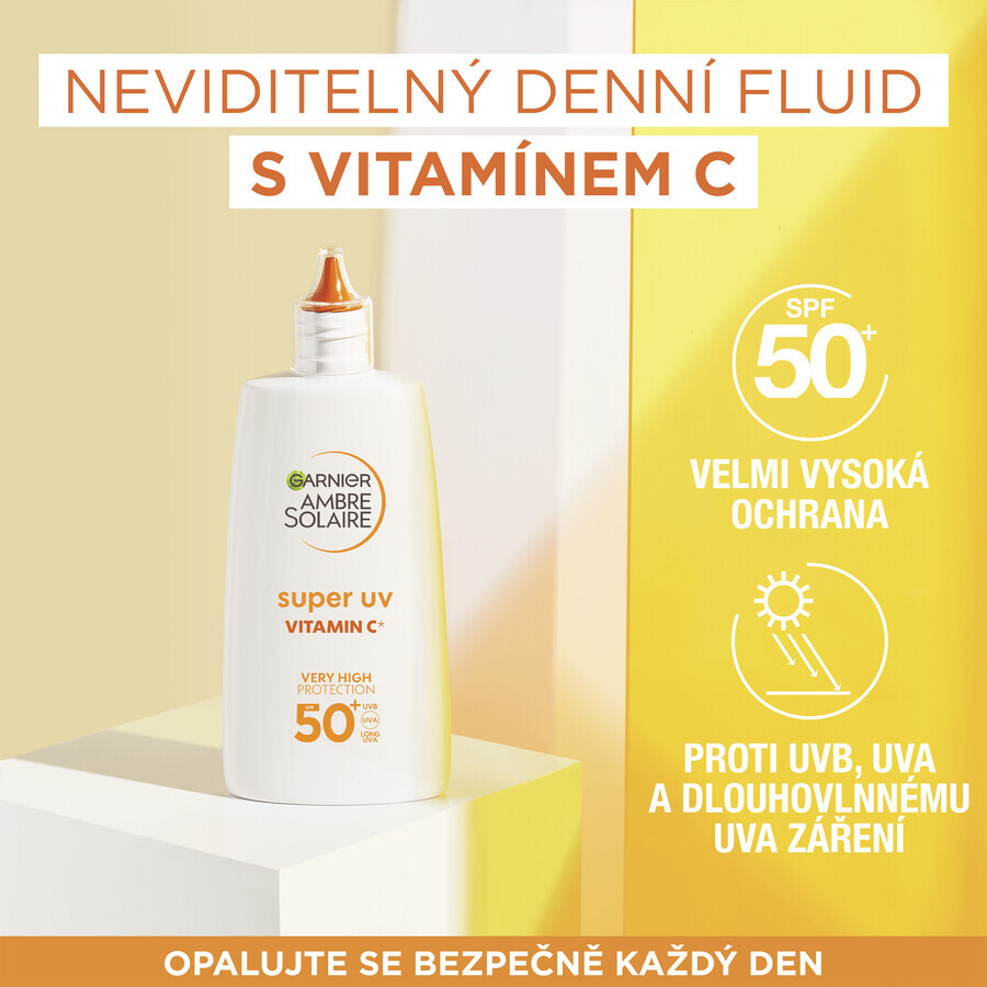 Garnier Ambre Solaire Super UV Fluido Quotidiano Anti-Macchie con Vitamina C e SPF 50+, 40 ml