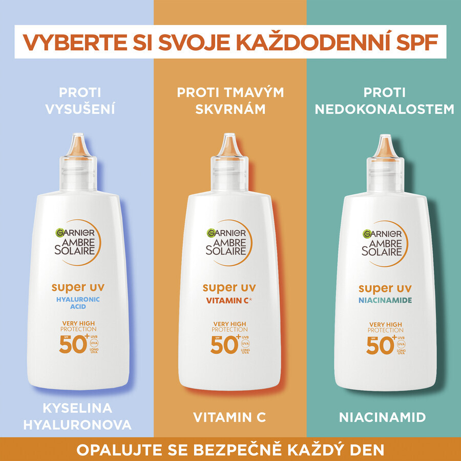 Garnier Ambre Solaire Super UV Fluido Quotidiano Anti-Macchie con Vitamina C e SPF 50+, 40 ml