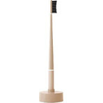 Brosse à dents en plumes avec support, beige moyen