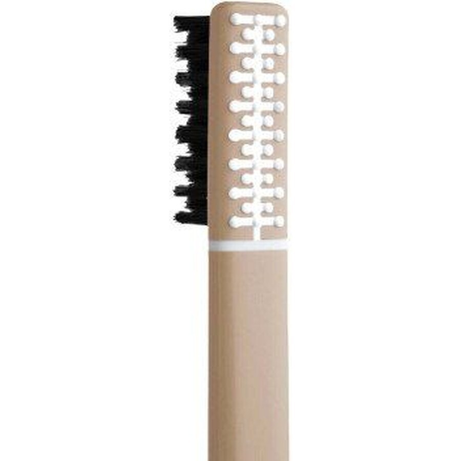 Brosse à dents en plumes avec support, beige moyen