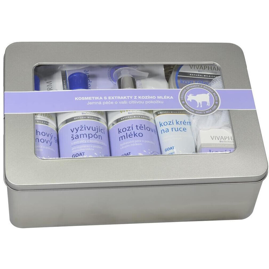 Vivaco Vivapharm Goat's milk gift basket with goat's milk Exclusively in a tin box