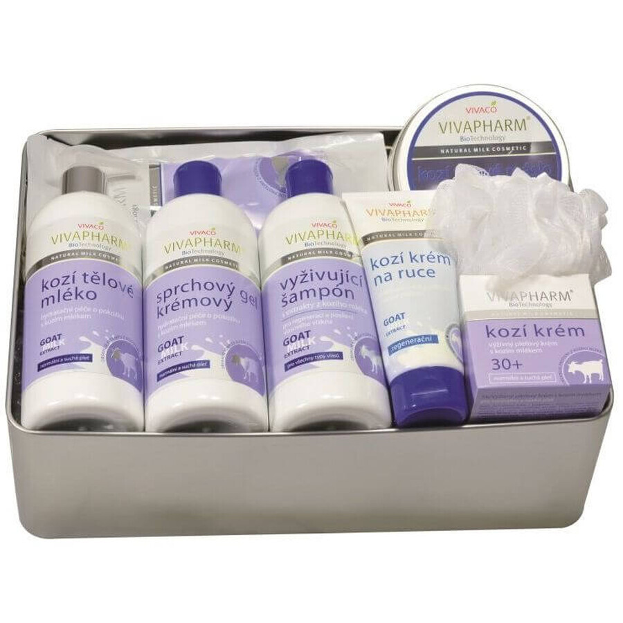 Vivaco Vivapharm Goat's milk gift basket with goat's milk Exclusively in a tin box