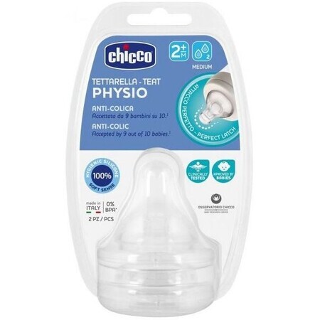 Chicco Perfect 5/Well-Being physiologic medium flow bottle nipple 2m+ 2 pcs