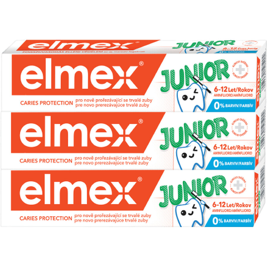 Elmex Junior Tandpasta voor kinderen van 6-12 jaar 3 x 75 ml