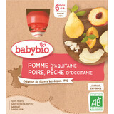 Babybio doypack appel, peer, perzik 4 x 90 g