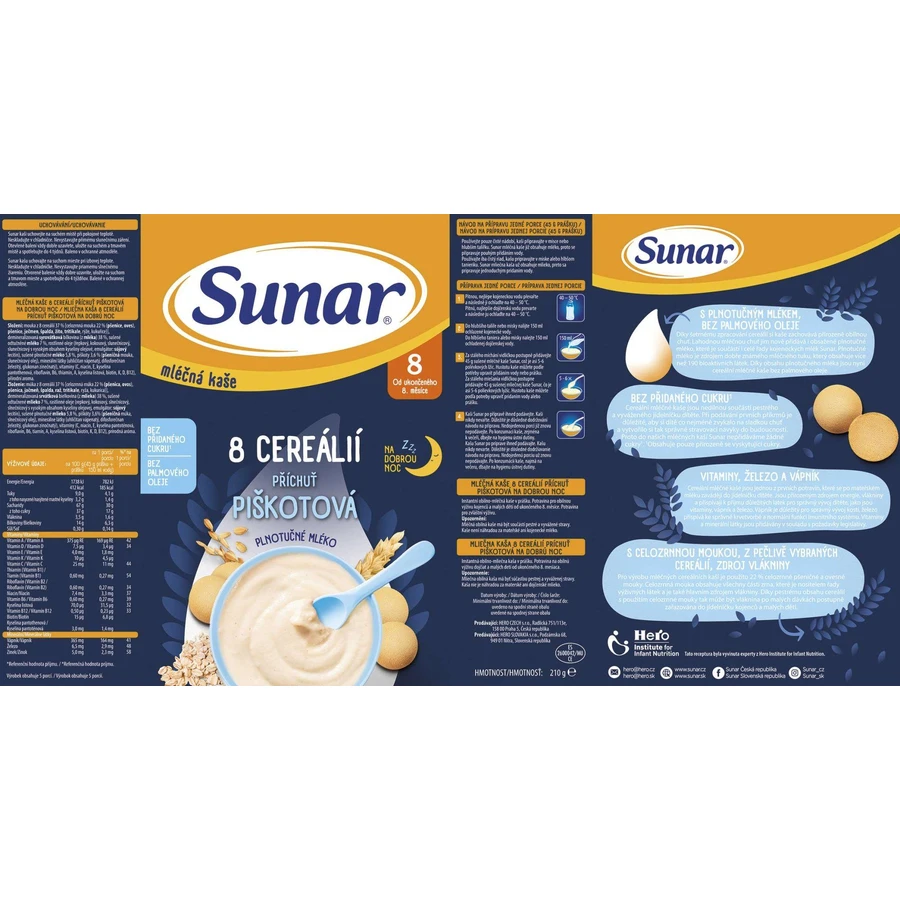 Porridge Sunar con 8 cereali per un buon sonno biscotto 210 g