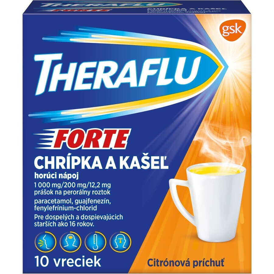 TheraFlu Gripe y tos, bebida caliente, 1000mg paracetomol, 10 unidades